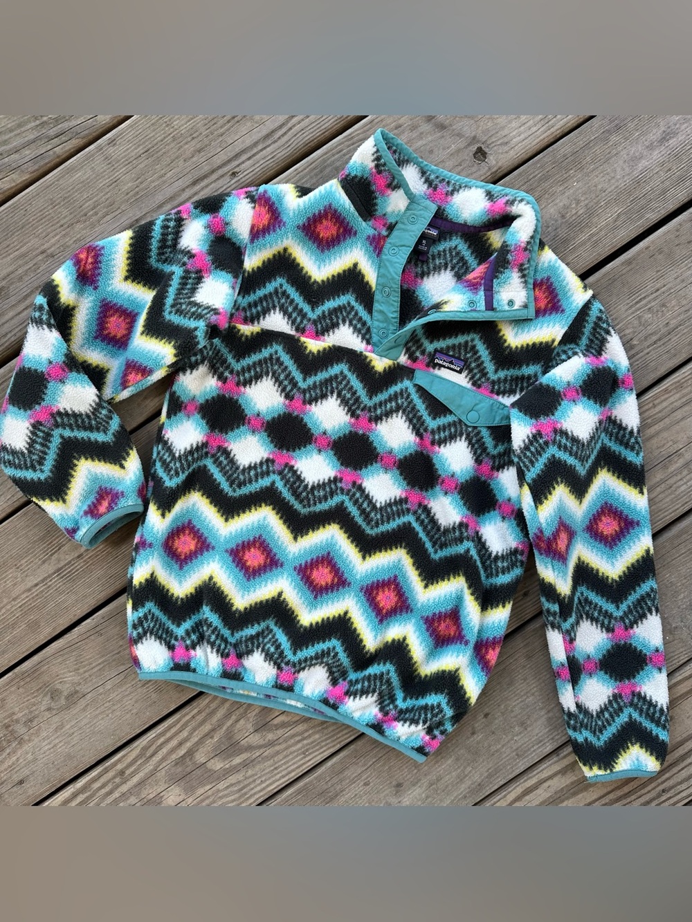 Patagonia Girls Synchilla 1/4 Snap-T Pullover Aztec Southwestern Tribal XL 14